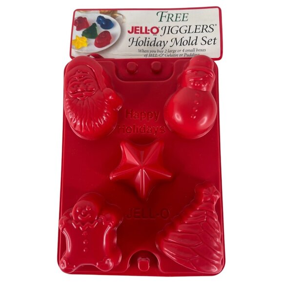 Vintage 1997 JELL-O Jello Jigglers Molds Christmas Shapes Set of 2 Green &amp; R - Picture 8 of 8